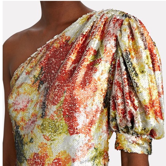 NWT RONNY KOBO MULTI COLOR ONE SHOULDER PUFF SLEEVE MINI DRESS SIZE M - Picture 5 of 9